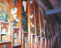 Lilies and foliage were painted in cream and gold on the pedal pipes in 1894, with the real gold leaf used being specially supplied by the Admiralty