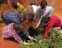 Children making the Easter garden